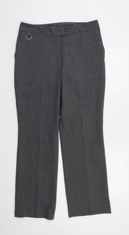 Womens UK Size 14 Preworn Regular Fit Dress Pants Grey Trousers