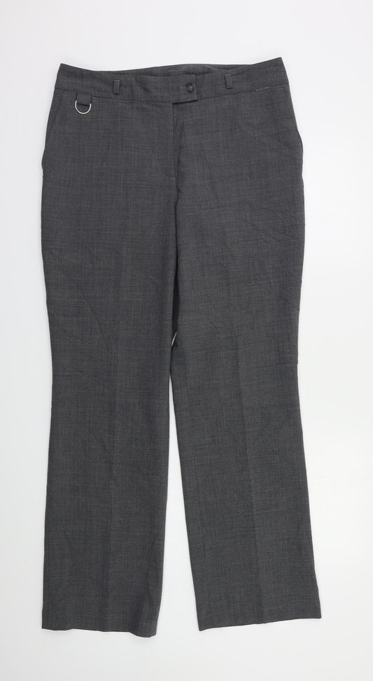 Womens UK Size 14 Preworn Regular Fit Dress Pants Grey Trousers
