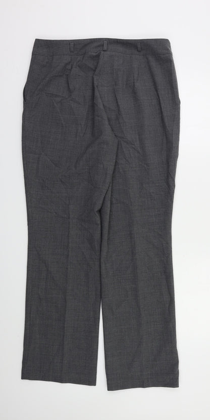 Womens UK Size 14 Preworn Regular Fit Dress Pants Grey Trousers