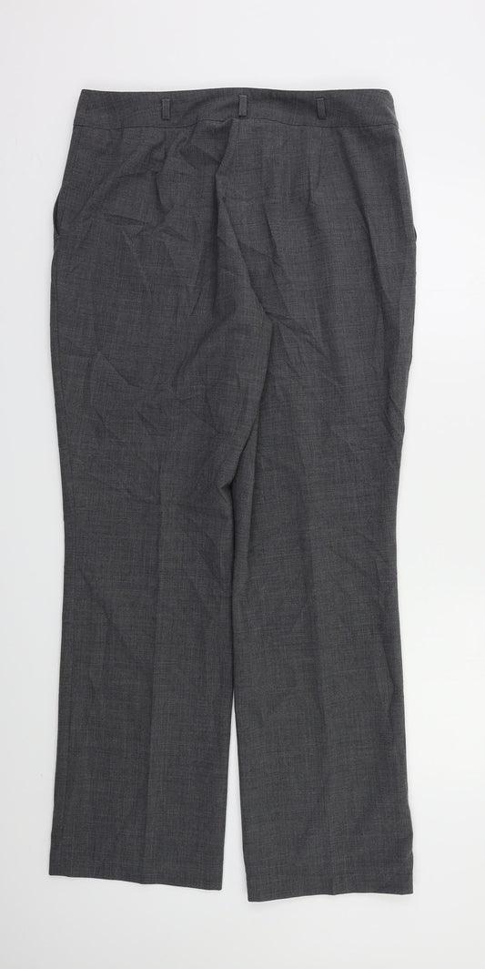 Womens UK Size 14 Preworn Regular Fit Dress Pants Grey Trousers