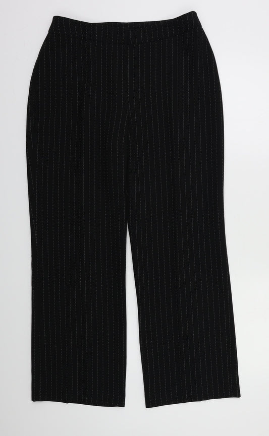 Debenhams Womens Black Striped  Trousers  Size 12 L27 in