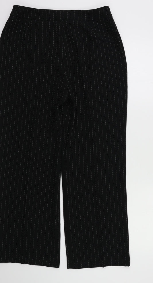 Debenhams Womens Black Striped  Trousers  Size 12 L27 in