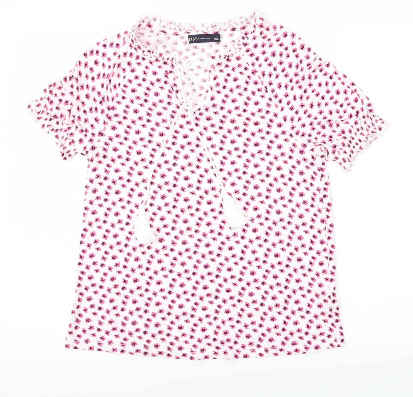 M&S Womens Pink Floral  Basic Blouse Size 8