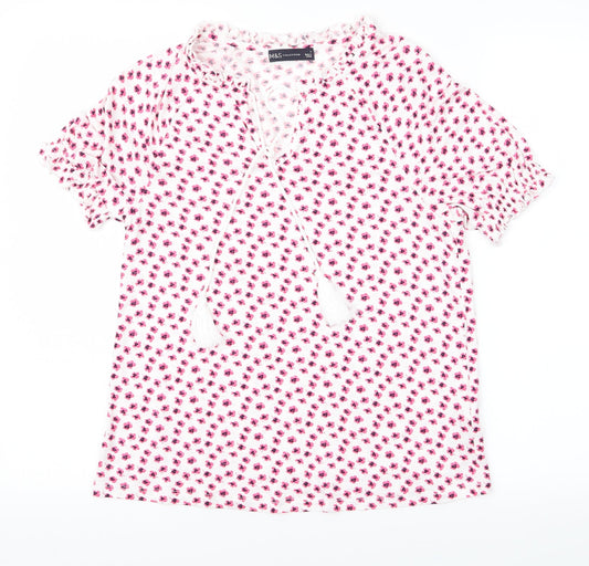 M&S Womens Pink Floral  Basic Blouse Size 8