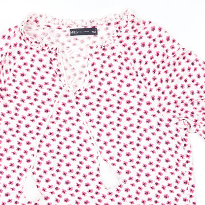 M&S Womens Pink Floral  Basic Blouse Size 8