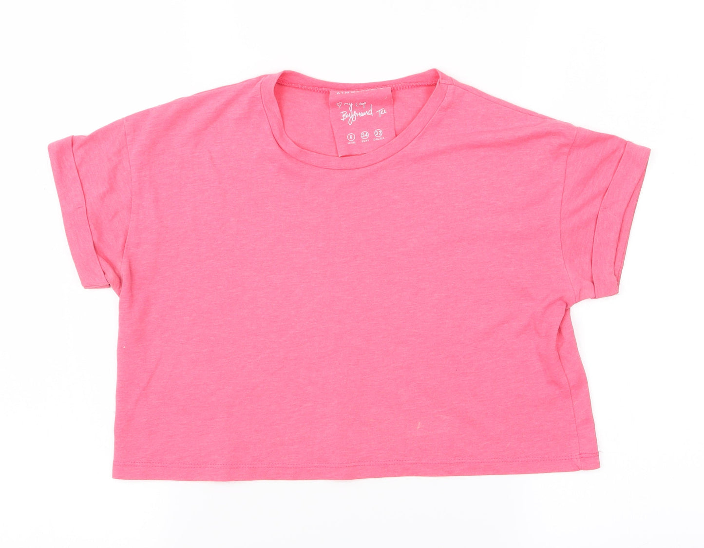 Womens UK Size 6 Atmosphere Pink Cropped T-Shirt