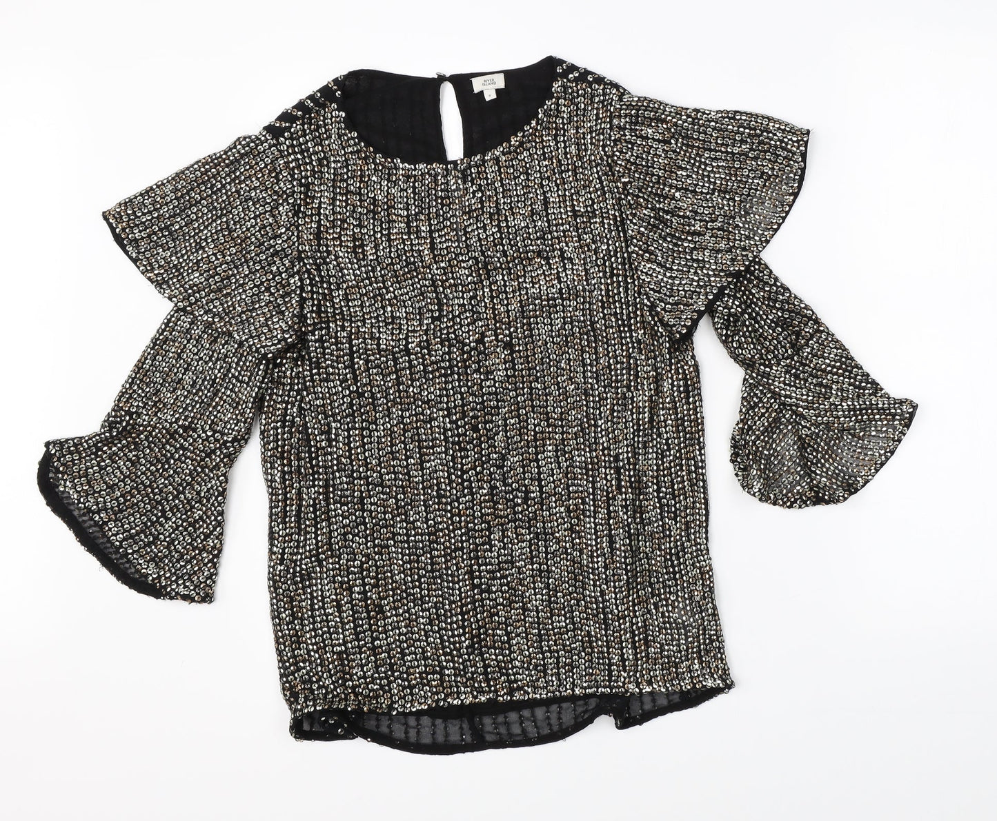 Womens UK Size 8 River Island Black Basic Blouse