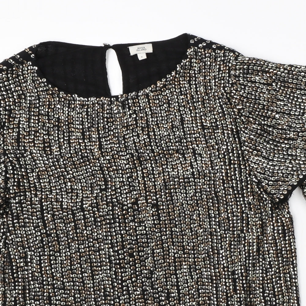 Womens UK Size 8 River Island Black Basic Blouse