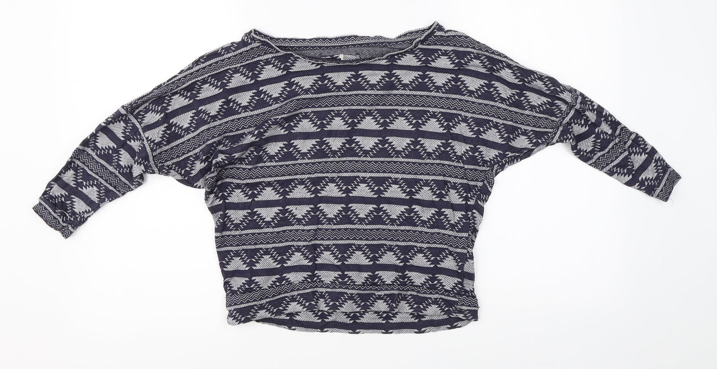 Primark Womens Blue Geometric  Basic Blouse Size 8