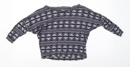 Primark Womens Blue Geometric  Basic Blouse Size 8