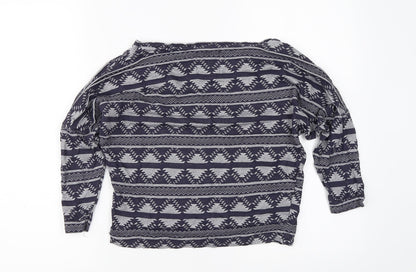 Primark Womens Blue Geometric  Basic Blouse Size 8