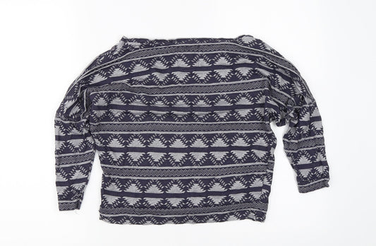 Primark Womens Blue Geometric  Basic Blouse Size 8