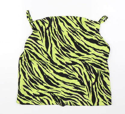 Miss Selfridge Womens Green Animal Print  Basic Blouse Size 10