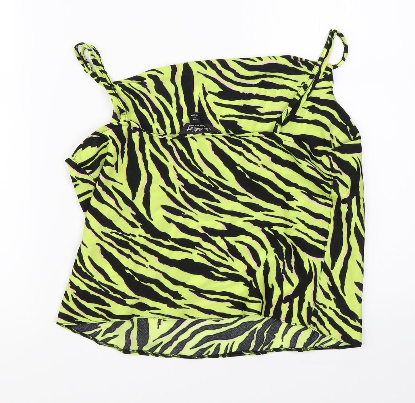 Miss Selfridge Womens Green Animal Print  Basic Blouse Size 10