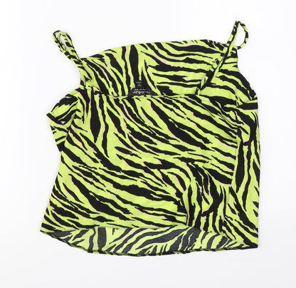 Miss Selfridge Womens Green Animal Print  Basic Blouse Size 10
