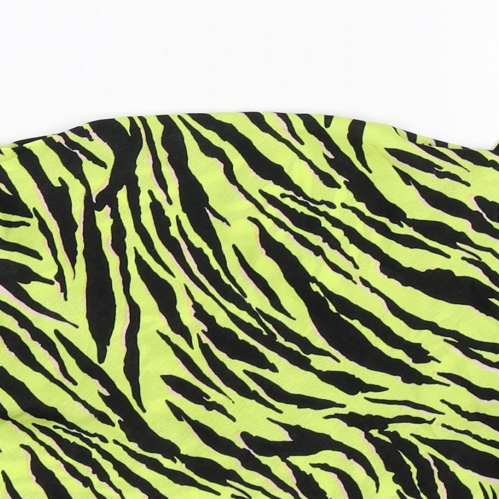 Miss Selfridge Womens Green Animal Print  Basic Blouse Size 10
