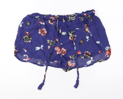 Primark Womens Blue Floral  Hot Pants Shorts Size 10