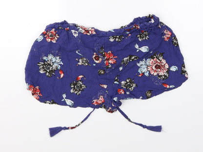 Primark Womens Blue Floral  Hot Pants Shorts Size 10