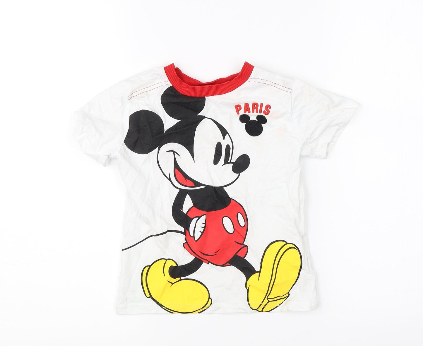 Disney Boys White   Basic T-Shirt Size 3 Years  - disney paris mickey mouse
