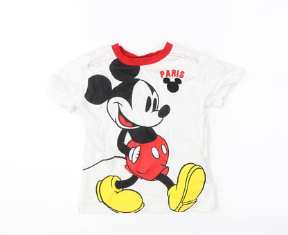 Disney Boys White   Basic T-Shirt Size 3 Years  - disney paris mickey mouse