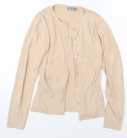 Womens UK Size 10 Wallis Beige Cardigan Jumper