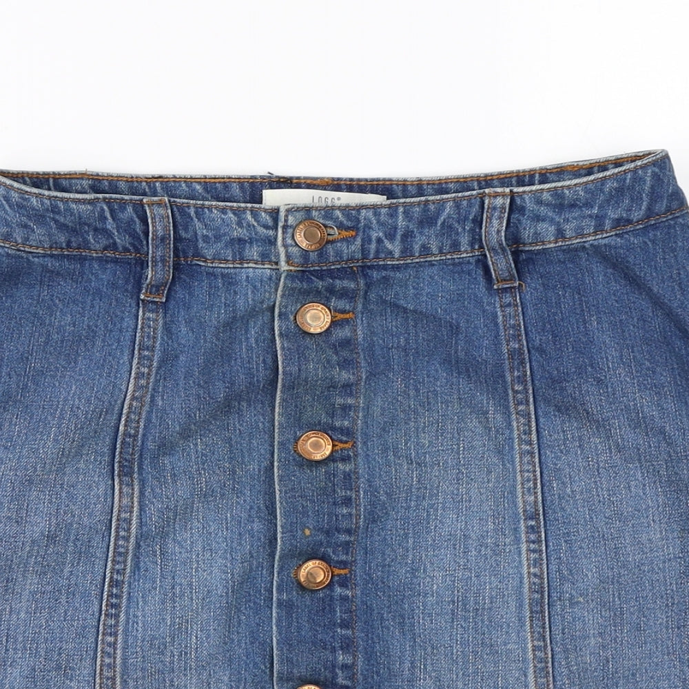 L.O.G.G Womens Blue  Denim A-Line Skirt Size 8
