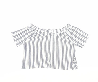 Womens UK Size 12 Top Shop Blue Cropped Blouse