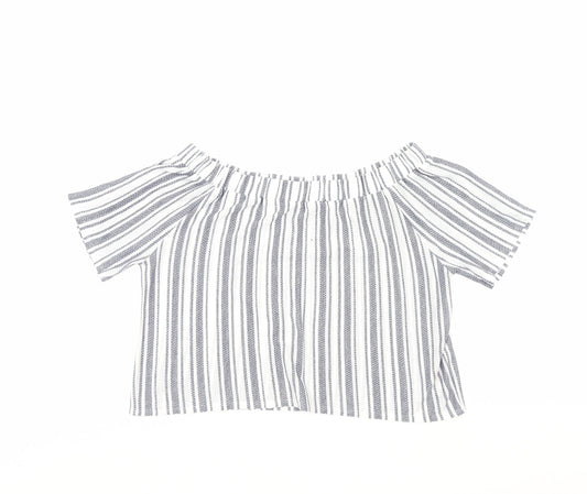 Womens UK Size 12 Top Shop Blue Cropped Blouse