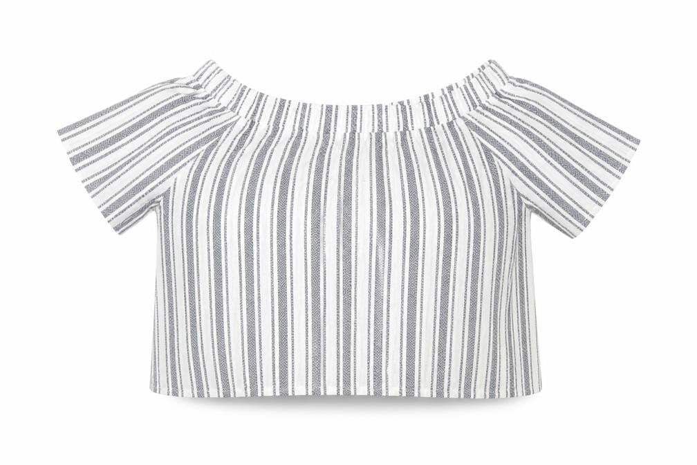 Topshop Womens Blue Striped  Cropped Blouse Size 12