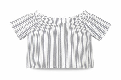 Topshop Womens Blue Striped  Cropped Blouse Size 12