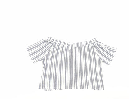 Womens UK Size 12 Top Shop Blue Cropped Blouse