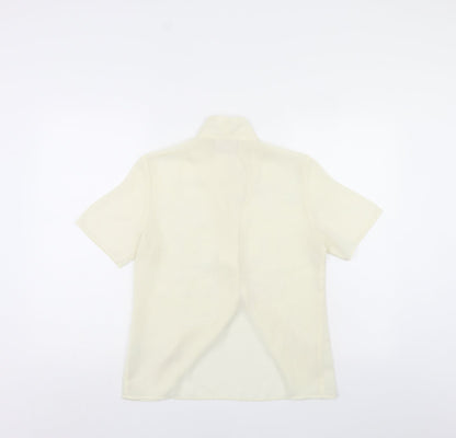 Womens UK Size 8 Petite Ivory Basic Button-Up