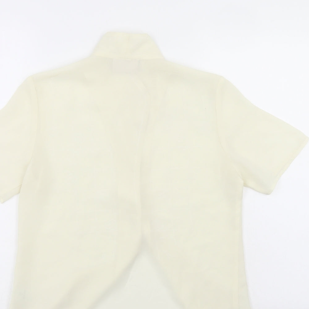 Womens UK Size 8 Petite Ivory Basic Button-Up