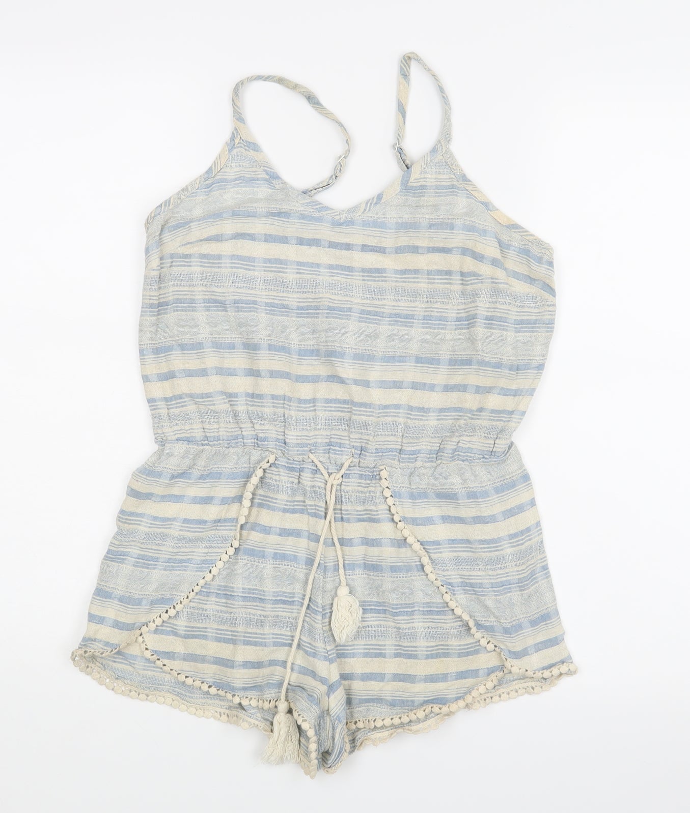 New Look Womens Blue Striped  Dungaree One-Piece Size 8