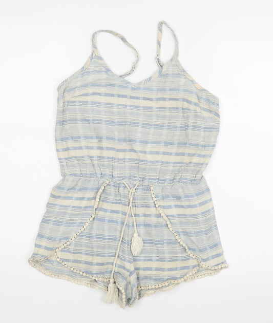New Look Womens Blue Striped  Dungaree One-Piece Size 8
