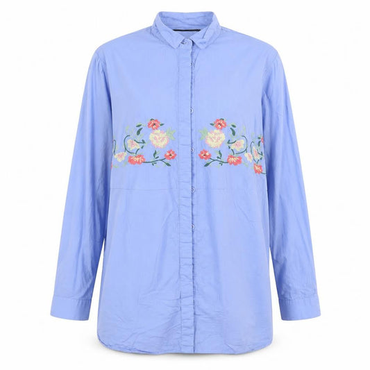 Womens UK Size 12 B. You Blue Basic Button-Up