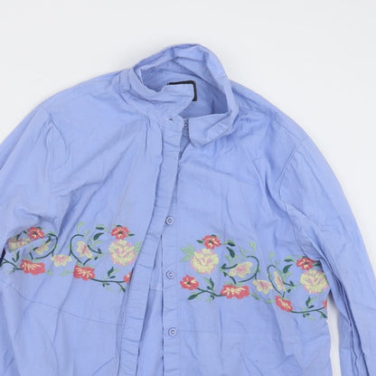 B. You Womens Blue   Basic Button-Up Size 12