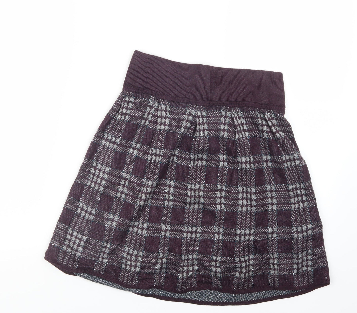 Oasis Womens Purple Check Knit A-Line Skirt Size XS