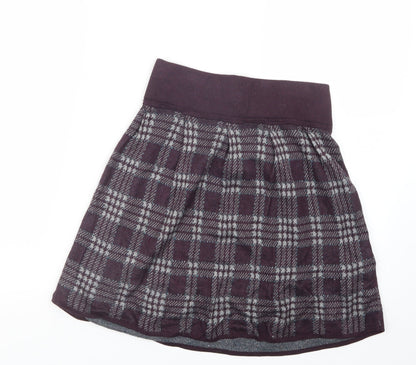 Oasis Womens Purple Check Knit A-Line Skirt Size XS