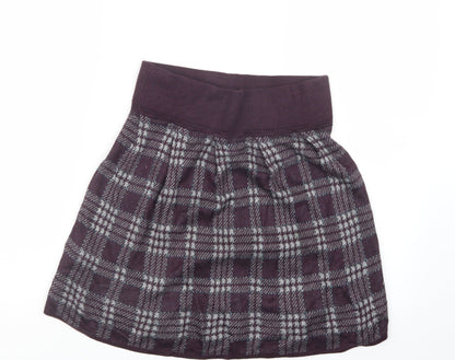 Oasis Womens Purple Check Knit A-Line Skirt Size XS