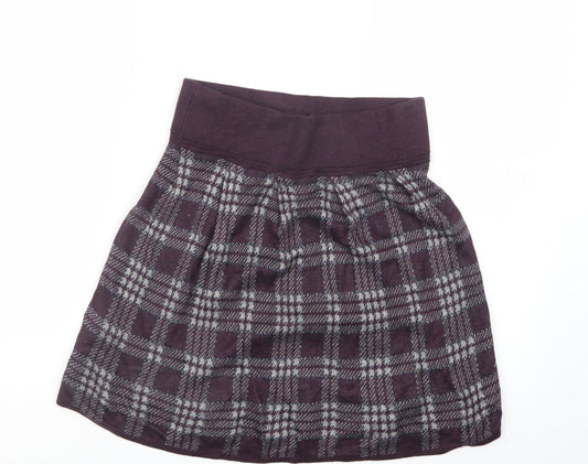Oasis Womens Purple Check Knit A-Line Skirt Size XS