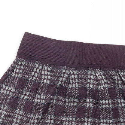 Oasis Womens Purple Check Knit A-Line Skirt Size XS
