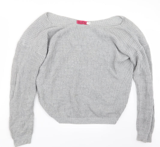 Boohoo Womens Grey  Knit Pullover Jumper Size M