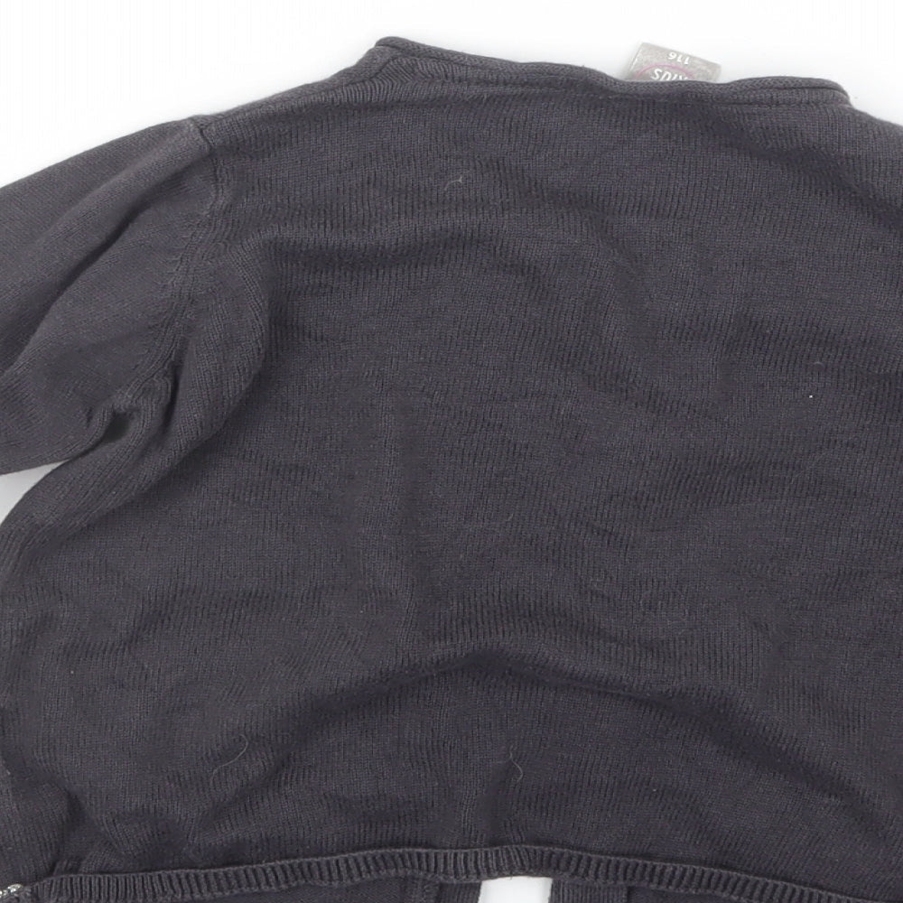 Little Kids Girls Purple  Knit Cardigan Jumper Size 6 Years
