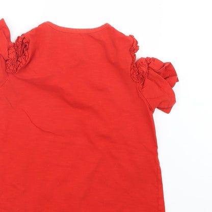 Very Girls Red   Basic T-Shirt Size 11 Years  - Open Shoulders