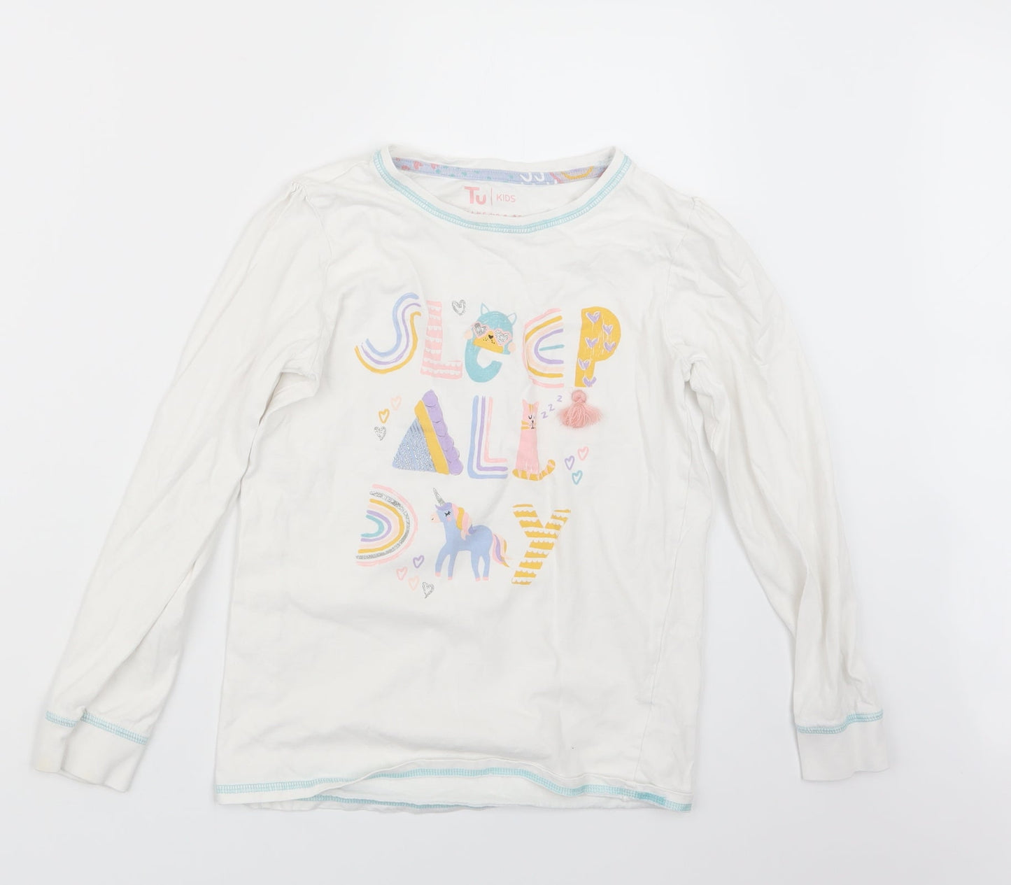 TU Girls White Geometric  Top Pyjama Set Size 11-12 Years