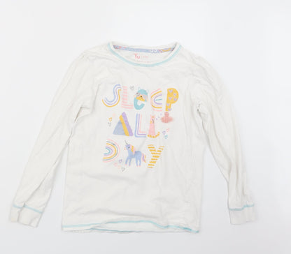 TU Girls White Geometric  Top Pyjama Set Size 11-12 Years