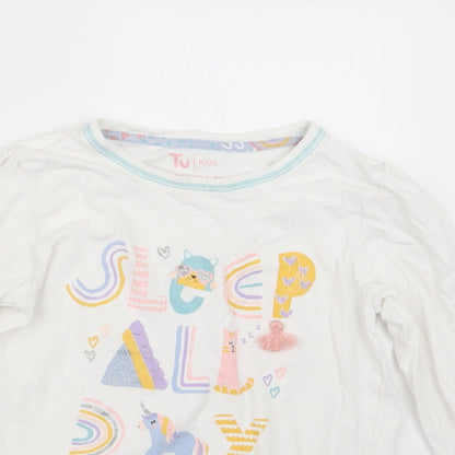 TU Girls White Geometric  Top Pyjama Set Size 11-12 Years