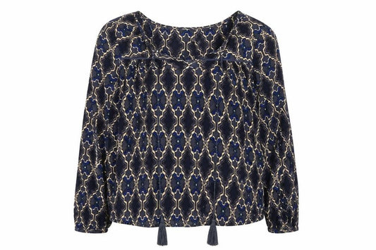 Vero Moda Womens Blue Geometric  Basic Blouse Size S