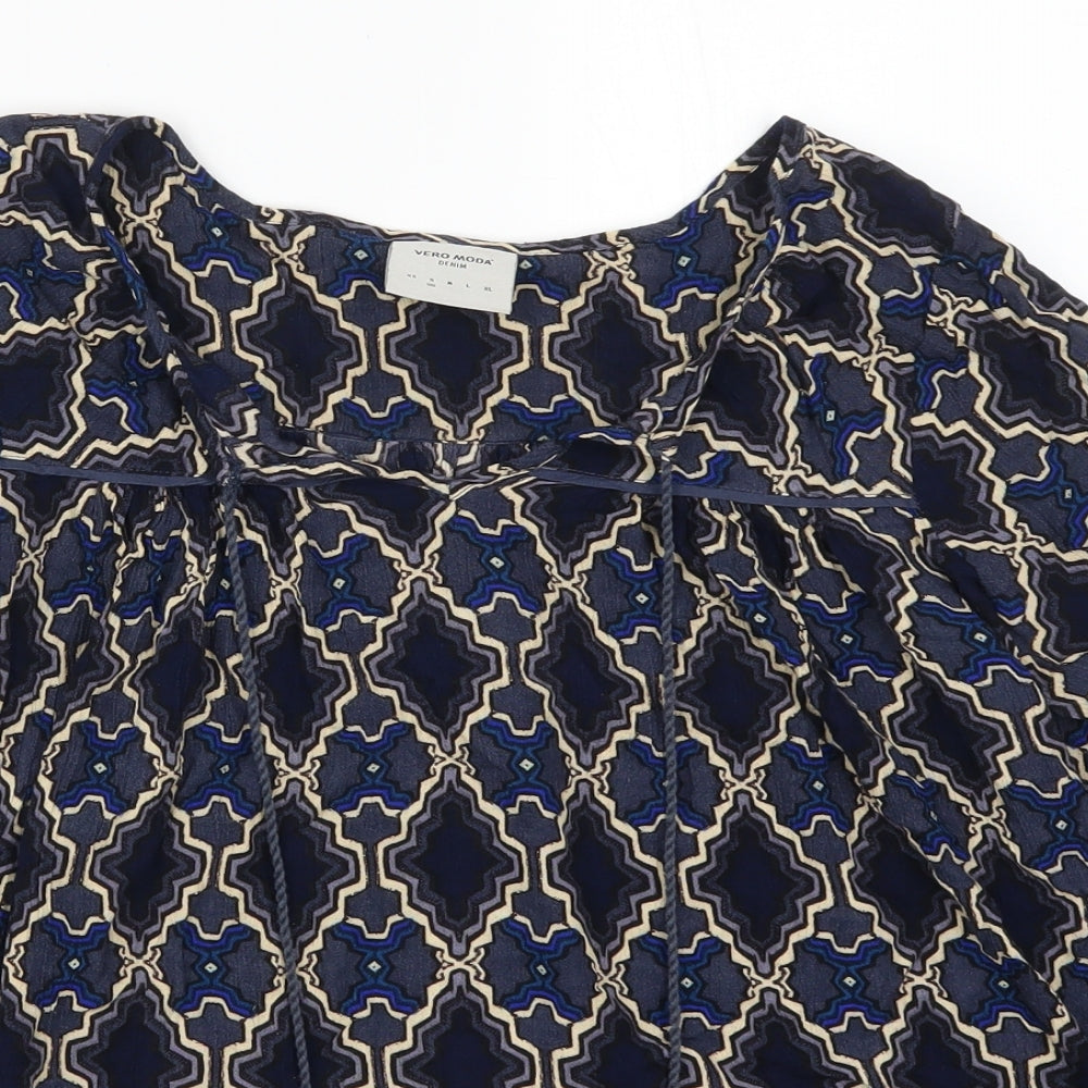 Womens UK Size S VERO MODA Blue Basic Blouse